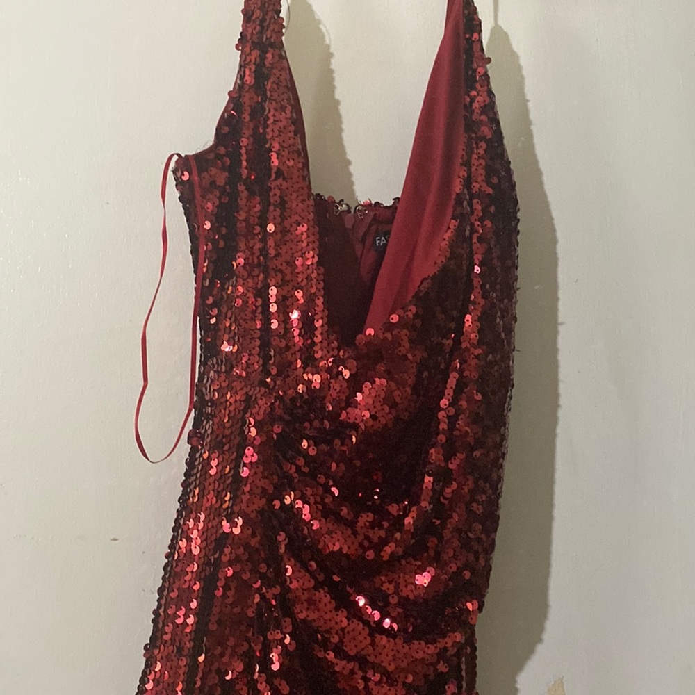 FASHIONNOVA Burgundy Sequin Dress